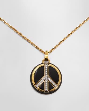 David Webb 18K Gold Peace Pendant Necklace w/ Diamonds
