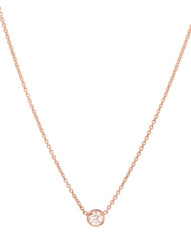 Zoe Lev Jewelry 14k Rose Gold Small Bezel Diamond Necklace