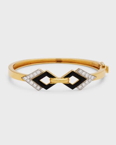 David Webb Double Diamond Enamel Bracelet
