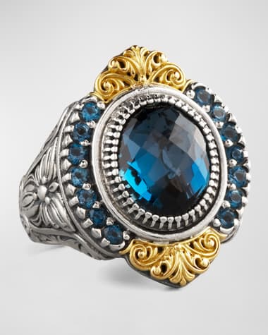 Konstantino Pave London Blue Topaz Ring