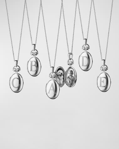 Monica Rich Kosann Sterling Silver Petite Initial Locket Necklace