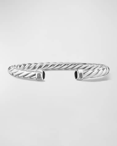 David Yurman Men's Cable Cuff Bracelet in Silver, 6mm