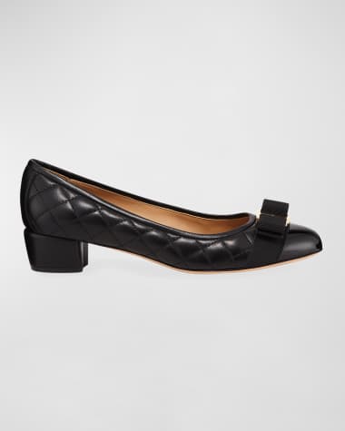 Ferragamo Vara Quilted Bow Ballet Pumps