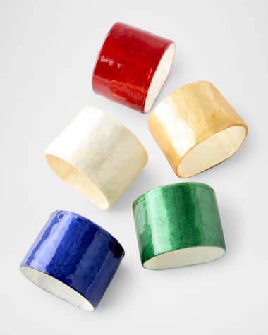Four 1.5"Dia. Capiz Shell Napkin Rings