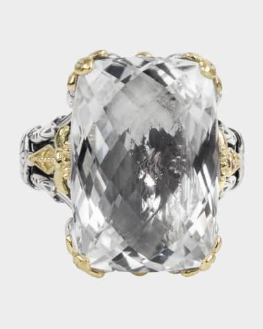Konstantino Pythia Onyx/Crystal Rectangle Ring with Corundum