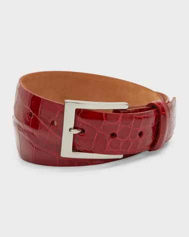 Neiman Marcus Brown Crocodile & Lizard Men's Belt