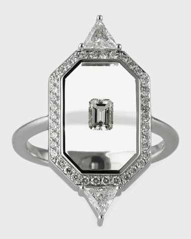 Nikos Koulis Universe Line 18k White Gold Mixed-Diamond Ring, Size 6.75