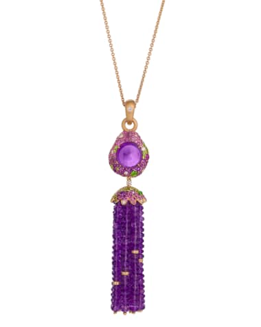 Margot McKinney Jewelry 18k Rose Gold & Amethyst Tassel Pendant Necklace