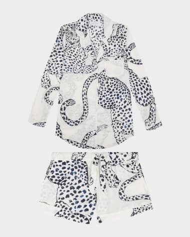 Desmond & Dempsey Leopard Print Classic Short Pajama Set