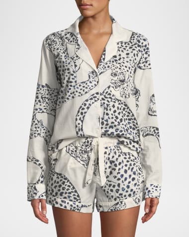 Desmond & Dempsey Leopard Print Classic Short Pajama Set