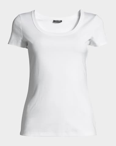 Lafayette 148 New York Cotton-Stretch Basic Tee