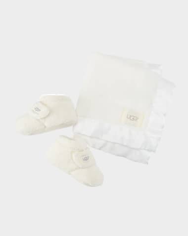 UGG Girl's Bixbee Booties & Lovey Baby Blanket Set