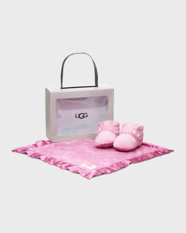 UGG Girl's Bixbee Booties & Lovey Baby Blanket Set