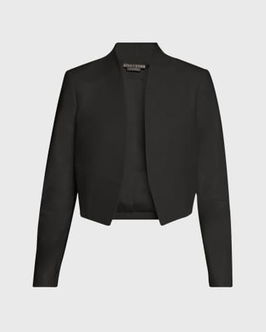 Alice + Olivia Harvey Draped Open-Front Leather Jacket