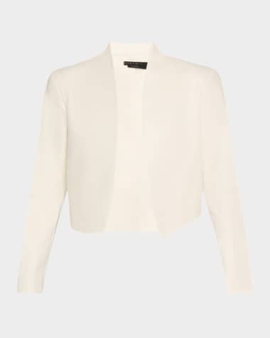 Alice + Olivia Harvey Draped Open-Front Leather Jacket