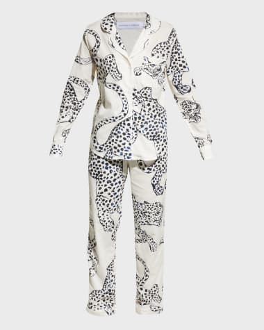 Desmond & Dempsey Large Leopard Long-Sleeve Pajama Set