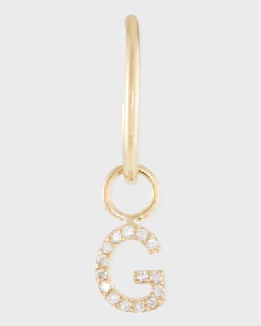 Sarah Chloe Mini Amelia 14K Gold Diamond Initial Drop Earring (Single)