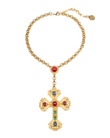 Ben-Amun Gold Long Cross Pendant Necklace