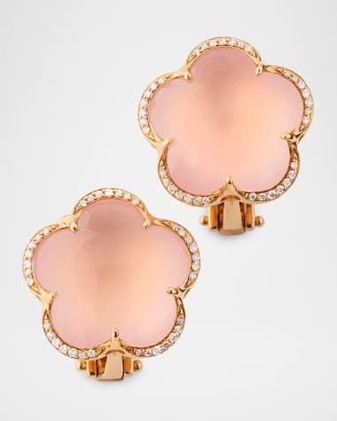 Pasquale Bruni Bon Ton 18k Rose Quartz Earrings with Diamonds