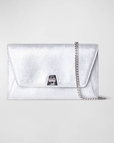 Akris Anouk Lizard-Print Clutch Bag w/ Chain
