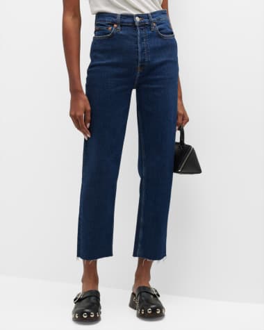 RE/DONE High-Rise Stovepipe Jeans with Raw-Edge Hem