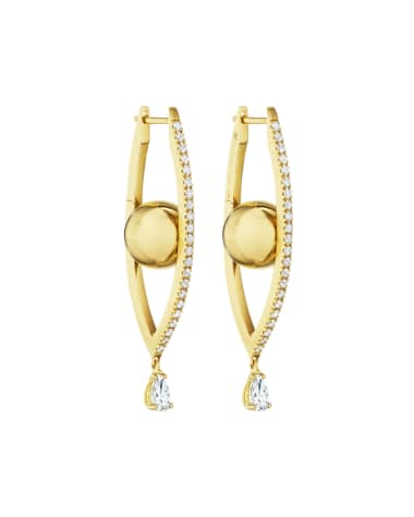 CADAR Reflections 18k Gold Medium Diamond Evil Eye Hoop Earrings