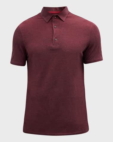 Isaia Men's Short Sleeve Washed Pique Polo Shirt