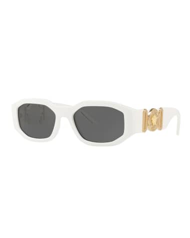 Versace Chunky Rectangle Sunglasses w/ Logo Disc Arms