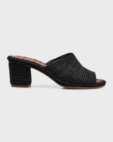 Carrie Forbes Rama Woven Raffia Slide Sandals