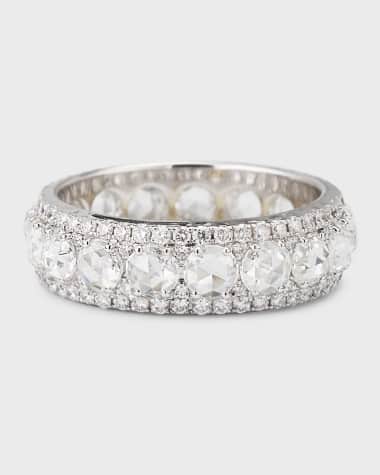 64 Facets Linear 18K White Gold Diamond Infinity Band Ring, Size 6, 1.75tcw