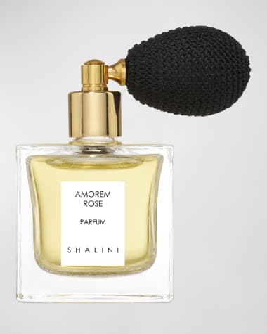 Shalini Parfum Amorem Rose Cubique Glass Bottle with Black Bulb Atomizer, 1.7 oz./ 50 mL