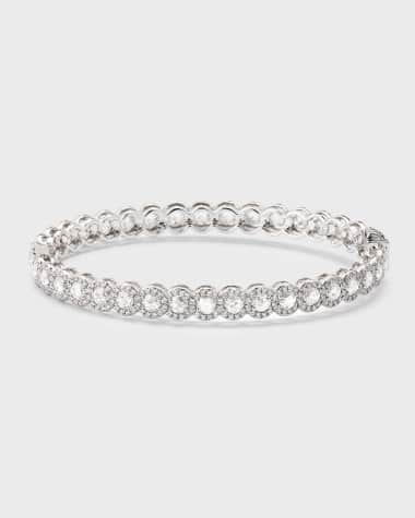 64 Facets Scallop 18K White Gold Scallop Diamond Bangle, 5.75tcw
