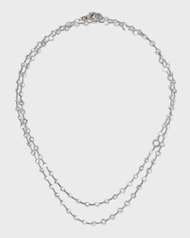 64 Facets Ethereal 18K White Gold Rose-Cut and Brilliant-Cut Floating Diamond Necklace, 32"L, 17.56tcw