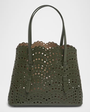 ALAIA Mina 25 Tote Bag in Vienne Wave Perforated Leather