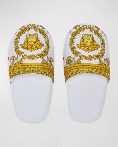 Versace Men's Barocco-Print Mule Slippers
