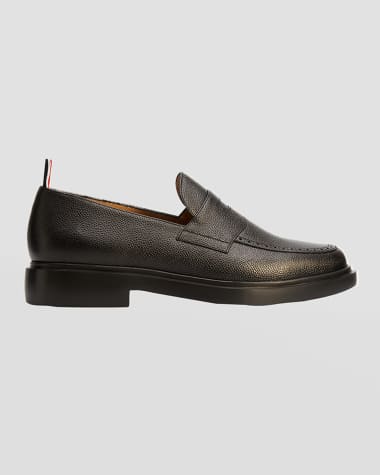 Thom Browne Men's Rubber Sole Leather Penny Loafers