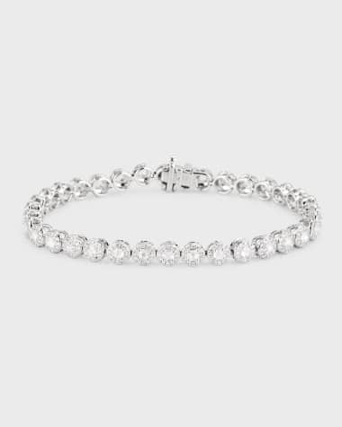 64 Facets Rose-Cut Diamond Tennis Bracelet in 18K White Gold