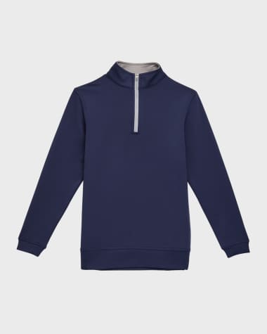 Peter Millar Stretch Terry Quarter Zip Popover, Youth