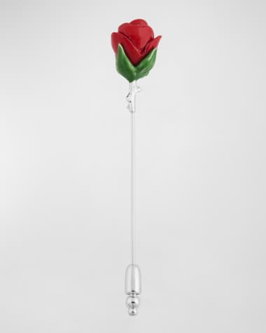 Tateossian Men's Red Rose Lapel Pin