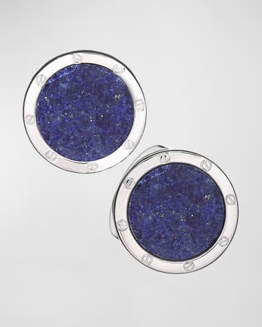 Jan Leslie Round Lapis Cuff Links, Blue