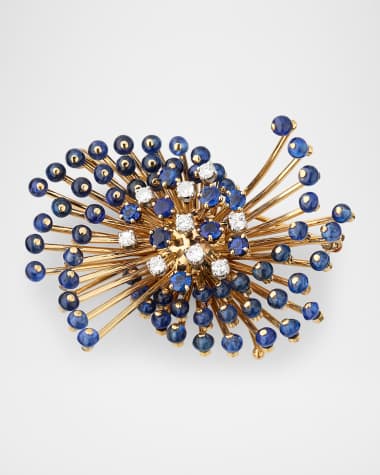 NM Estate Estate Trabert and Hoeffer 14K Yellow Gold and Platinum Reflection Pin with Sapphires and Diamonds
