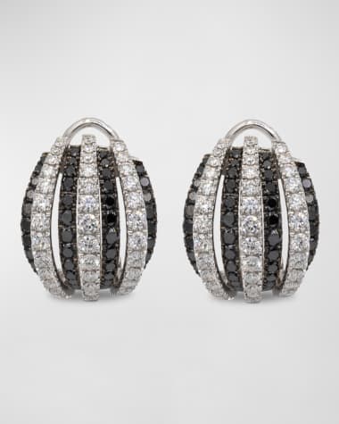Leo Pizzo Concerto Dome 18k White Gold Black & White Diamond Earrings