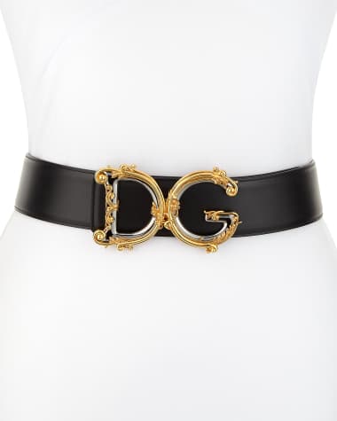 Dolce&Gabbana Baroque Logo Leather Belt