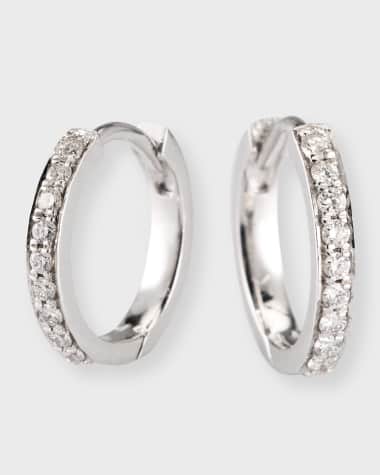 64 Facets 18k White Gold Diamond Huggie Hoop Earrings, 0.20tcw