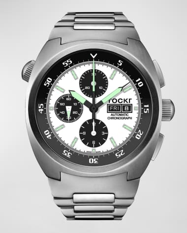 Tockr Watches Men's 45mm Air Defender Panda Stainless Steel Chronograph Watch with Bracelet