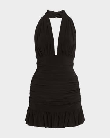 Norma Kamali Ruffle Halter Mio One-Piece Swimdress