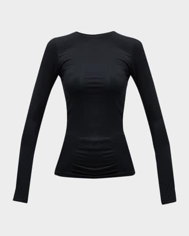 Blanc Noir Magnetic Long-Sleeve Mesh Top