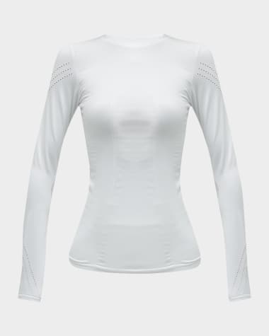 Blanc Noir Magnetic Long-Sleeve Mesh Top