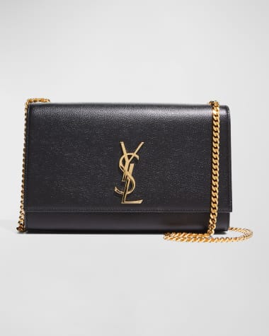 Saint Laurent Uptown Pouch Grain de Poudre Embossed Blanc Vintage