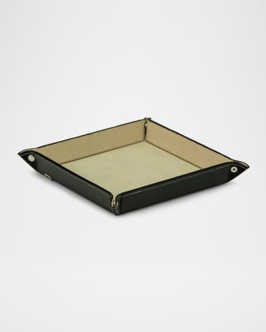Bey-Berk Square Leather Valet Tray